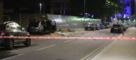 car crashes into a group fighting in london