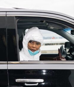 Coronavirus: Naomi Campbell wears full hazmat suit at LAX