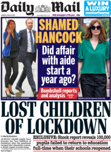 Daily Mail – Matt Hancock scandal: Did affair start last year?