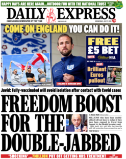 Daily Express – Sajid Javid’s Freedom boost for the double jabbed