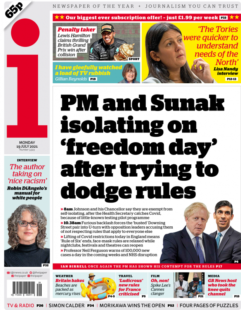 I – PM and Sunak isolating on ‘Freedom Day’ after u-turn