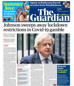 The Guardian – BoJo lockdown lifting gamble