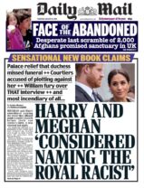 captionThe Daily Mail carries claims that Harry and Meghan considered naming a royal they alleged made a racist remark before their son Archie was born