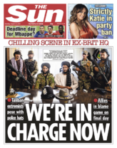 "We're in charge now", is the headline for the Sun alongside a picture of Taliban militants posing with their weapons