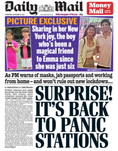 Daily Mail – ‘Suprise! It’s back to panic stations’