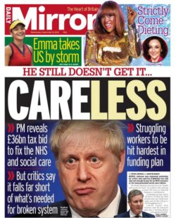 Daily Mirror – ‘He still doesn’t get it ….Careless’