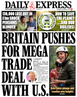 Daily Express – ‘Britain pushes for mega US trade deal’