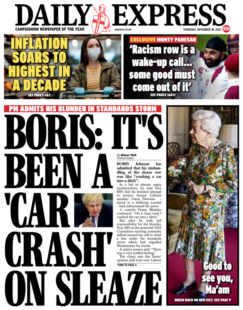 The Daily Express – ‘Car crash on sleaze says PM’