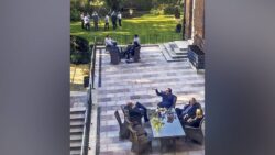 No 10 says garden photo shows work meeting