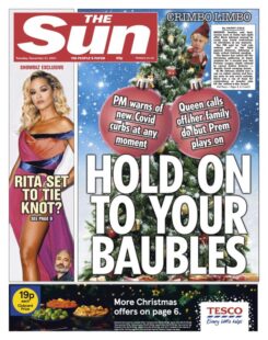 The Sun – ‘Hold on to your baubles’