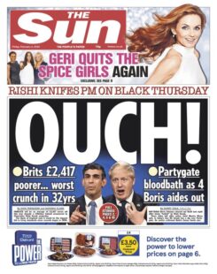 The Sun – Rishi knifes PM on Black Thursday