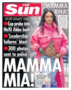 The Sun – Sue Gray report – Mamma Mia