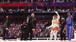 Super Bowl: Dr Dre and Eminem pack in the hits at half-time show