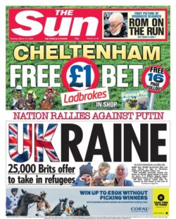 The Sun – Ukraine: 25,000 Brits offer to take in refugees