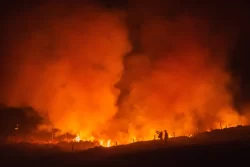 Huge fires light night sky above Manchester and West Yorkshire