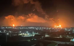 Huge explosions at Russian oil depot ‘after Ukraine fires missiles over border’