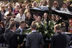 Tom Parker’s funeral: The Wanted carry his coffin as his widow says she will ‘treasure every memory’ of her ‘soulmate’