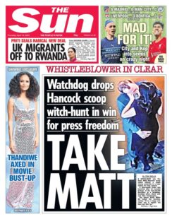 The Sun – Watchdog drops Hancock scoop witchhunt