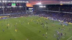 Viera kicks Everton fan after pitch invasion – video