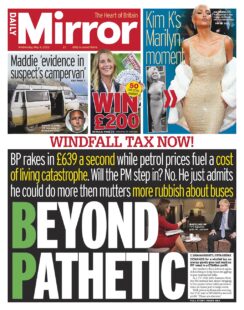 Daily Mirror – Windfall tax now – Beyond pathetic