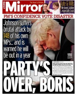 Daily Mirror – Party’s over, Boris