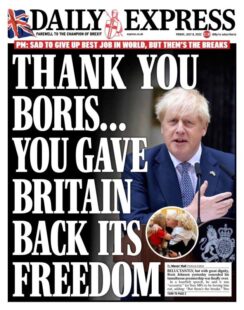 Daily Express – Thank you Boris, you gave Britain back its freedom