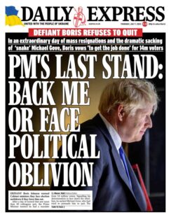 Daily Express – PM’s last stand: Back me or face political oblivion