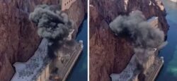 PLUMES OF SMOKE as explosion rocks Hoover Dam – enormous black smoke cloud stops tour