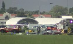 AIRPORT CHAOS Two planes FLIP at Orlando Executive Airport during severe weather in Florida with one dead as pics show horror crash