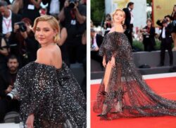 Florence Pugh dazzles in sheer gown as she finally joins Don’t Worry Darling co-stars