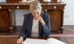 Sophie Wessex looks emotional as she reads Queen messages during overseas visit
