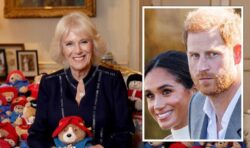 Queen Camilla includes Harry and Meghan photo in family pic for Paddington shoot