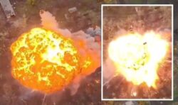 Ukrainian forces strike Russian tank in massive explosion as Putin’s forces flee Kherson