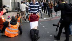 Furious Taxi driver shouts at eco-idiots for blocking hospital patients in cab