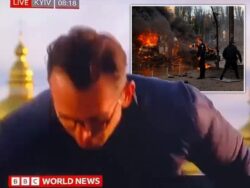 BBC News reporter ducks for cover as missile attack rocks Kyiv during live broadcast