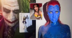 Kim Kardashian fans marvel at transformation into X-Men’s Mystique while Diddy becomes frightful Joker and Kendall Jenner as Toy Story’s Jessie for Halloween