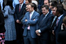 Awkward moment Rishi ‘snubs’ Matt Hancock outside Tory headquarters