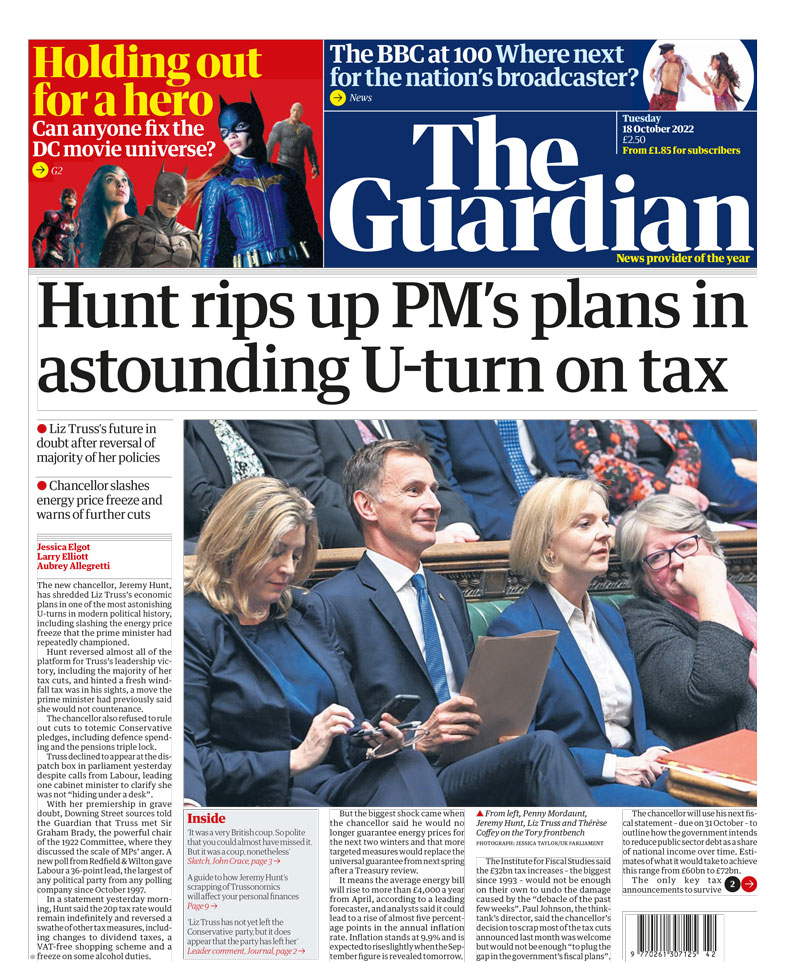 The Guardian - Hunt rips up PM’s plans in astonishing U-turn on tax