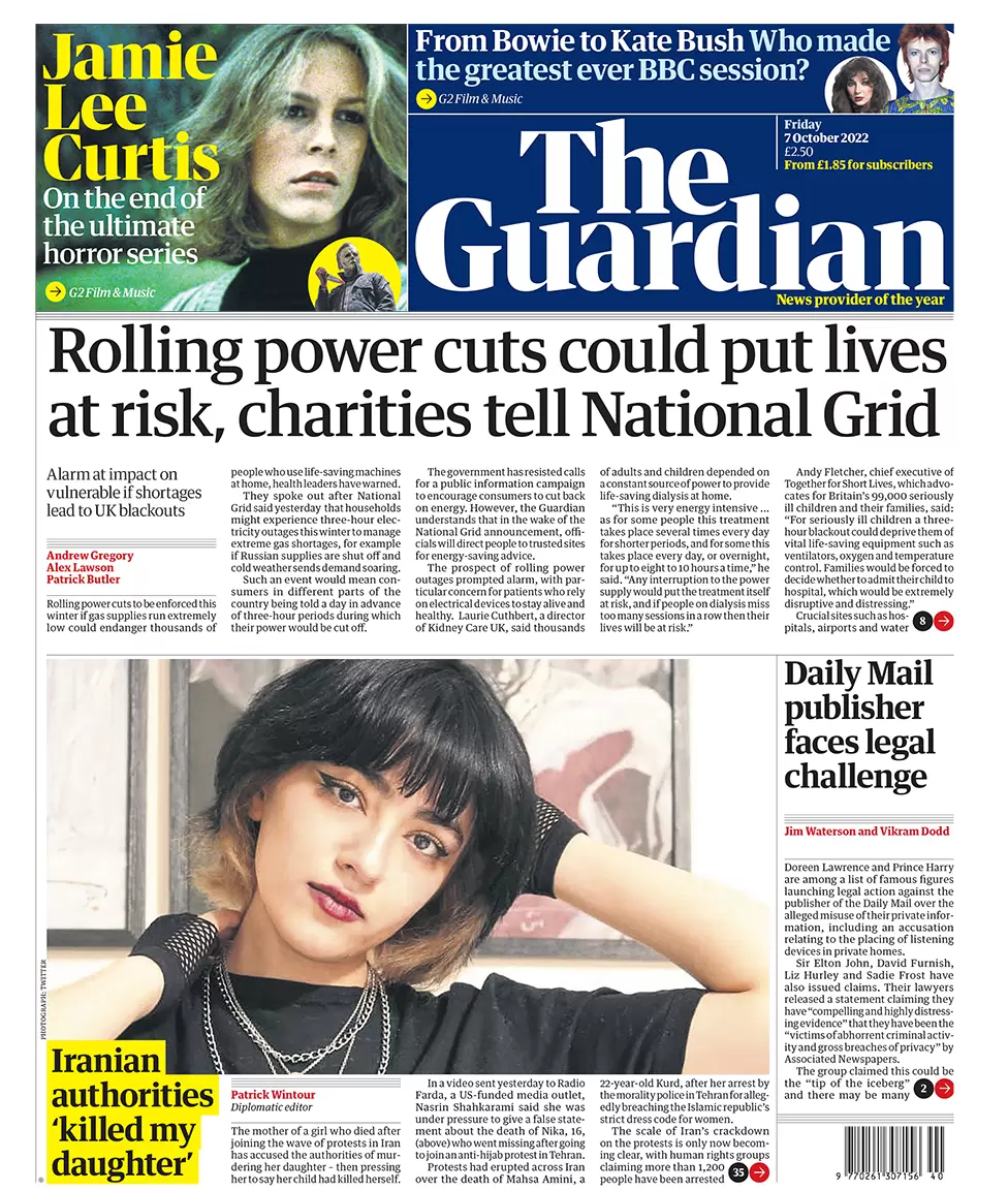 The Guardian - Rolling power cuts could put lives at risk, charities tell National Grid 