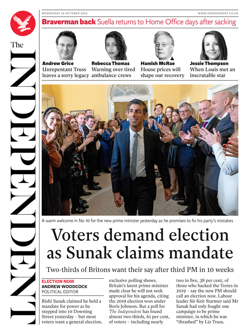 The Independent - Voters demand election as Sunak claims mandate