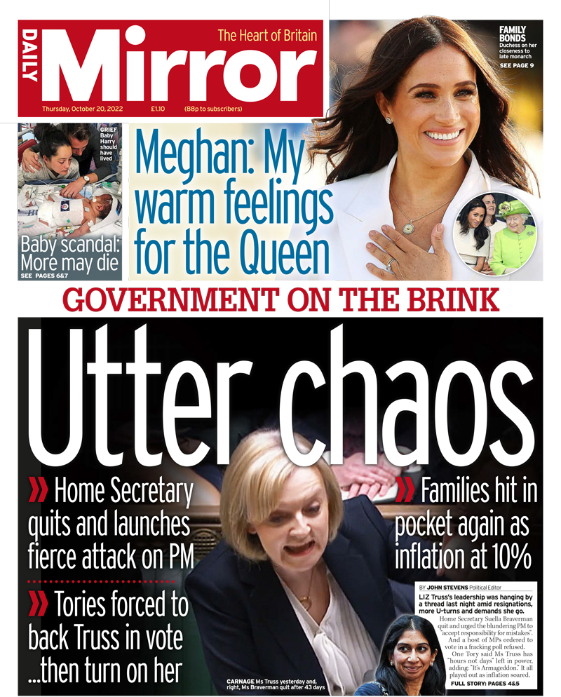 Daily Mirror - Utter chaos