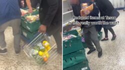 Mad clamour for reduced items as shoppers mob worker…but viewers are divided