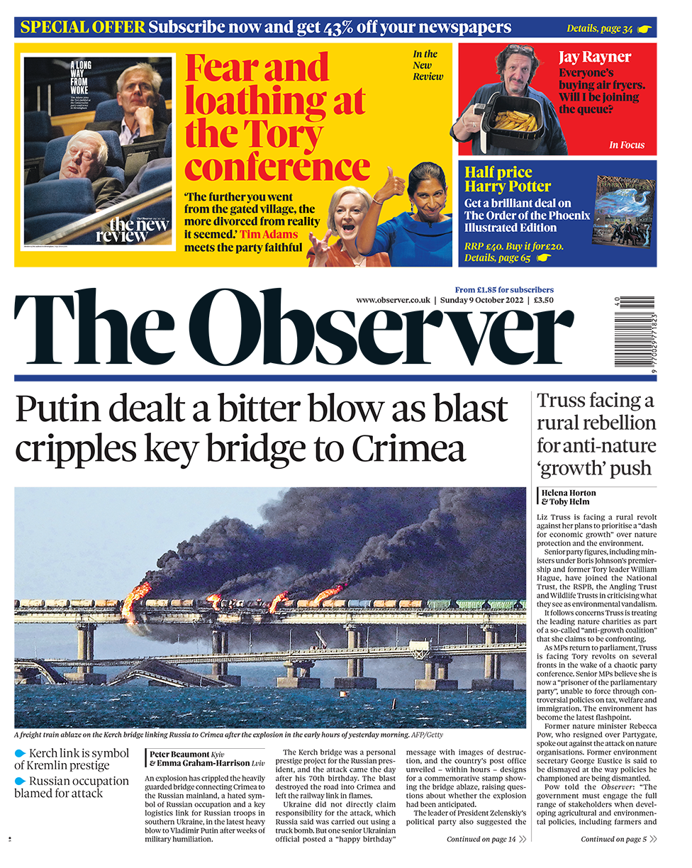 The Observer - Putin dealt a bitter blow as blast cripples key bridge to Crimea