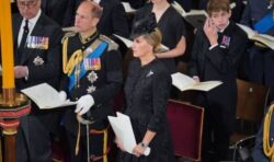 Sophie Wessex and Prince Edward mournful as they attend Queen remembrance service