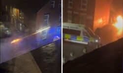 Fireworks launched at riot police as huge disorder breaks out in Leeds – video