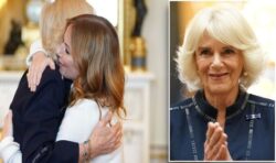 Camilla in rare display of public affection as Queen hugs ex-Spice Girl Geri Horner