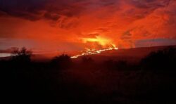 Lava fountains 200 feet high erupting from Hawaii’s Mauna Loa volcano