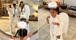 Kylie Jenner gives fans rare glimpse of baby son as Travis Scott and Stormi don match angelic Halloween costumes 