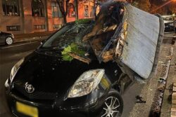 Man returns to his car to find a sofa had fallen from the sky and crushed it