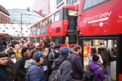 Commuters pack onto buses after strike brings Tube to a standstill